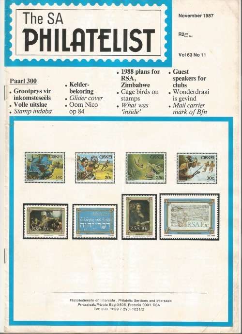 The SA Philatelist Magazine-November-1987-Vol 63 No11-Pg225-248(Magazine was Folded in Half)