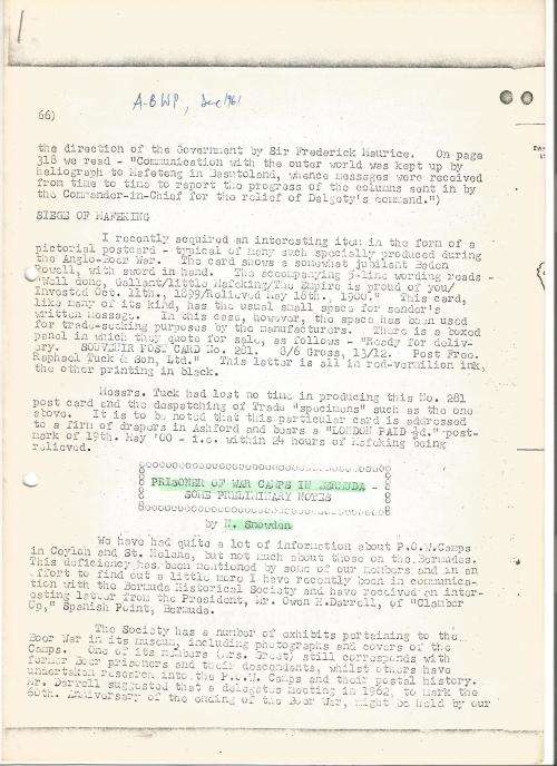 Reference Material-Philately-Boer war-Prisoner of War Camps-3xPages-ENG-History-Photocopies