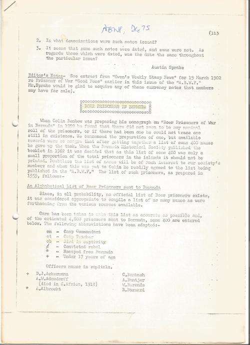 Reference Material-Philately-Boer war-Boer Prisoners in Bermuda-6xPages-ENG-History-Photocopies