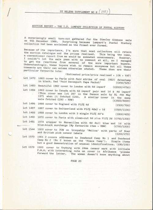 Reference Material-Philately-Boer war-Auction Report-2xPages-ENG-History-Photocopies