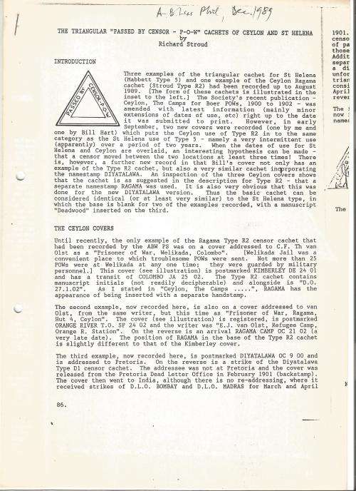 Reference Material-Philately-Anglo Boer War-The Triangular cachets -4xPages-ENG-Photocopies