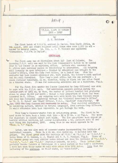 Reference Material-Philately-Anglo Boer War-Mix information of Ceylon-9xPages-AFR/ENG-Photocopies