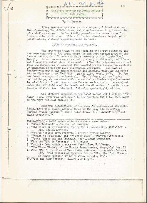 Reference Material-Philately-Anglo Boer War-Camps of British Prisoners-11xPages-ENG-Photocopies