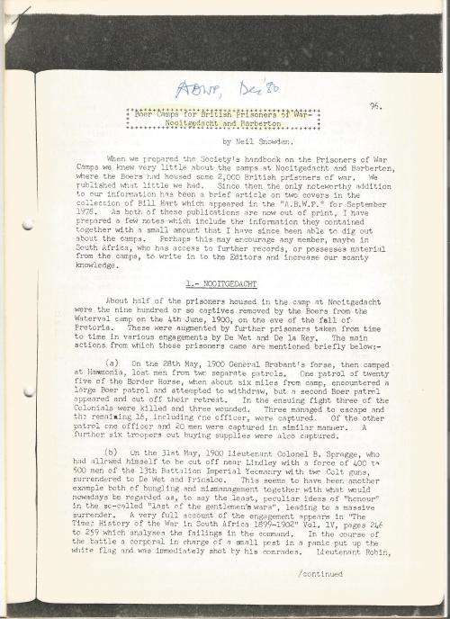 Reference Material-Philately-Boer War-Boer Camps for British Prisoners-10xPages-ENG-Photocopies
