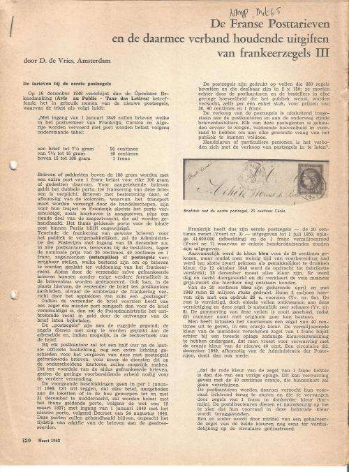 Reference Material-Philately-De Franse Posttarieven-6xPages-Photocopies