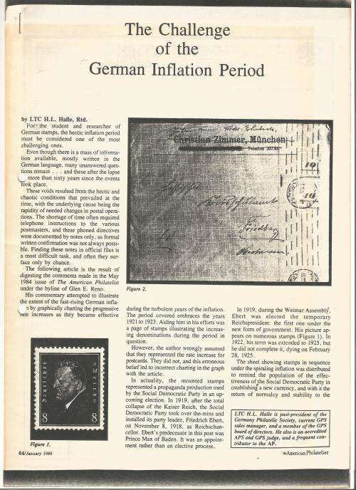 Reference Material-Philately-The Challenge of the German Inflationary Period-3xPages-Eng-Photocopies