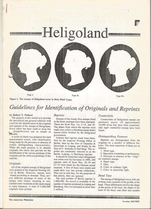 Reference Material-Philately-HELIGOLAND- 13xPages-Photocopies