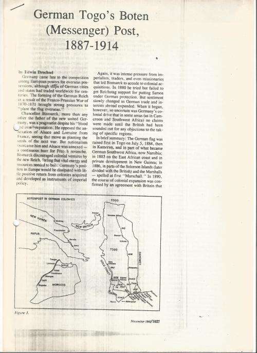 Reference Material-Philately-German Togo`s Boten Post- 4xPages-ENG-Photocopies