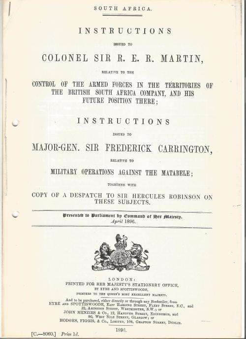 Reference Material-Philately-Instructions issued to Colonel Sir R E R Martin-6xPages-ENG-Photocopies