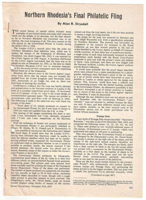 Reference Material-Philately-Northern Rhodesia`s Final Philatelic Fling -2xPages-ENG-Photocopies
