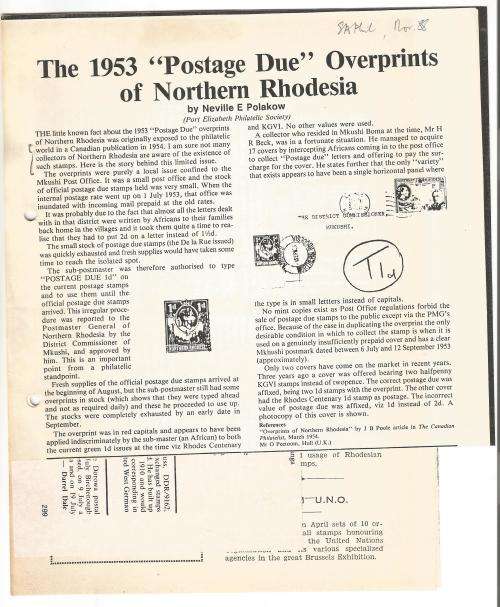 Reference Material-Philately-Northern Rhodesia-Mix Reference-3xPages-ENG-Photocopies