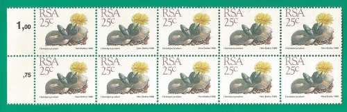 RSA-Stamps-MNH-1988-25c-5th Definitive Issue-Thematic-Flora-Succulents Perf Shifted down