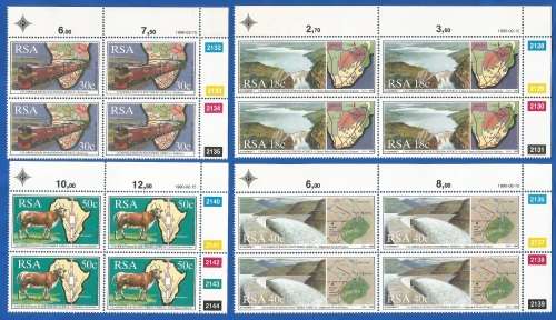 RSA-1990-MNH-Control Blocks-SACC715-718-Co-operation in Southern Africa-Thematic-Places of interest
