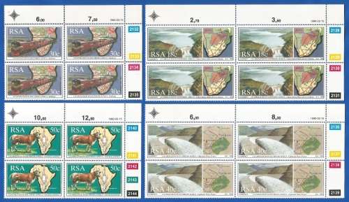 RSA-1990-MNH-Control Blocks-SACC715-718-Co-operation in Southern Africa-Thematic-Places of interest