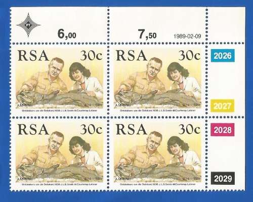 RSA-1989-MNH-Control Block-SACC 692-Identification of the Coelacanth-Thematic-Famous People