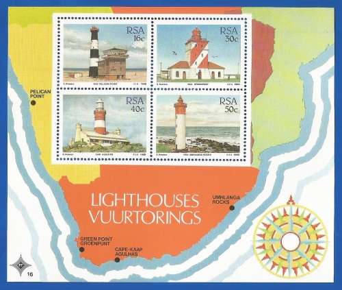 RSA-1988-MNH-M/S-SACC667-Lighthouses-Thematic-Lighthouses