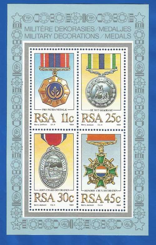 RSA-1984-MNH-M/S-No14- SACC581-Millitary Decorations-Thematic-Medals