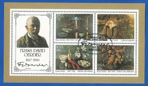 RSA-1985-CTO-M/S-No15- SACC586-Stamps-Paintings by F.D. Oerder. Thematic-Art-Paintings