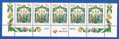 RSA-1996-MNH-Control Strip of 5-SACC975-Christmas 1996-Thematic-Christmas