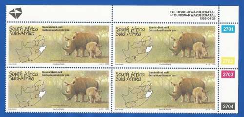 RSA-1995-MNH-Control Block-SACC894-Tourism Kwazulu-Natal-Thematic-Tourism-Fauna