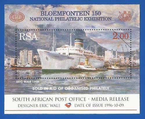 RSA-1996-Media Release-Bloemfontein 150 National Philatelic Exhibition-Thematic-Ship