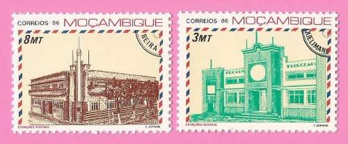 Mozambique 1986 Day of the Stamp - Post Offices Part Set -MNH-Thematic-Buildings