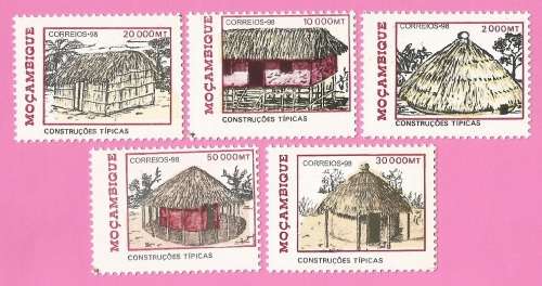 Mozambique 1998 Traditional Dwellings part set -MNH-Thematic-Traditional Huts