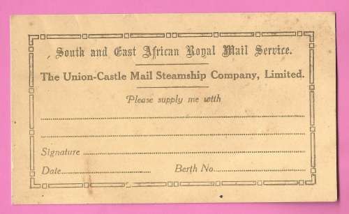 Vintage-South & East African Royal Mail Service-The Union Castle Mail Steamship Comp. Limited Epheme