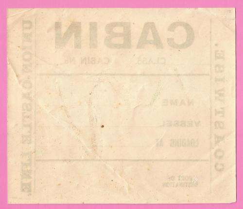 Vintage-Coastwise-Union Castle Line-CABIN- Loading Label Ephemera