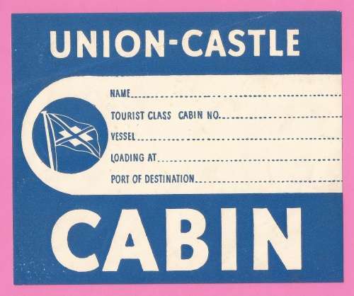 Vintage-Union Castle-CABIN-Label Ephemera