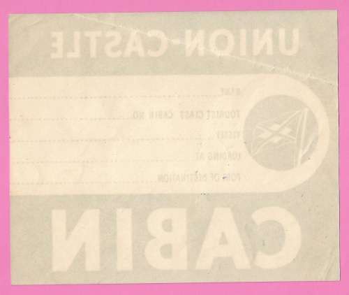 Vintage-Union Castle-CABIN-Label Ephemera