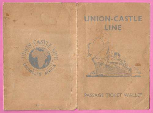Vintage-Union Castle Line-Passage Ticket Wallet Ephemera