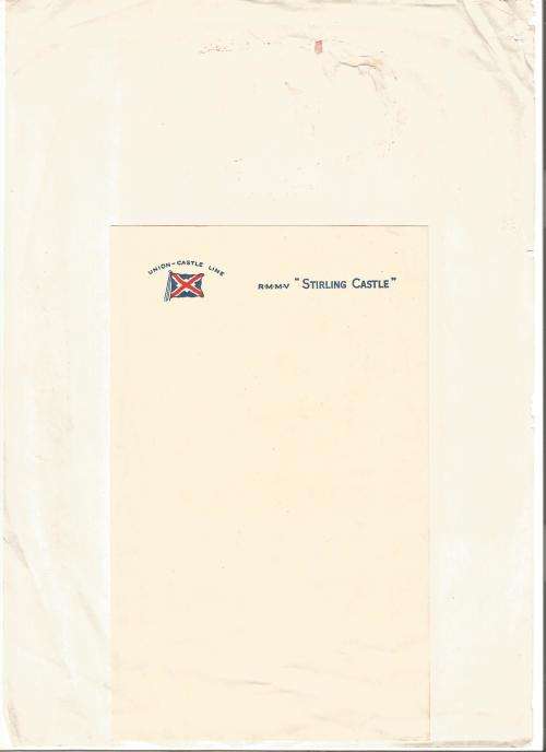 Vintage-Union Castle Line- Carnarvon, Windsor, Stirling Castle-Items glued on to a Page Stationary