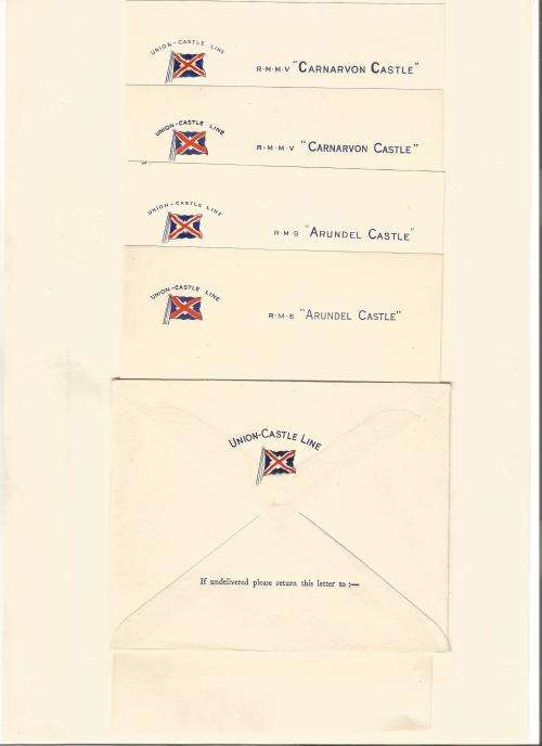 Vintage-Union Castle Line, Carnarvon, Arundel, Winchester, Stirling Castle-Items glued on to a Page