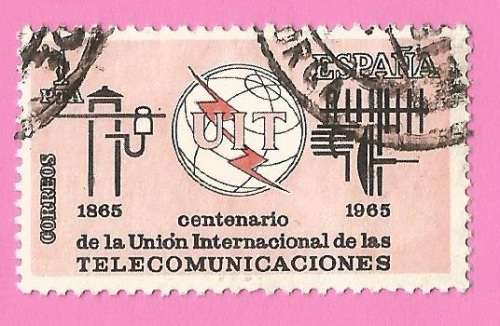 Spain 1965 The 100th Anniversary of International Telecommunicat-Used-Thematic-Symbol-Communications