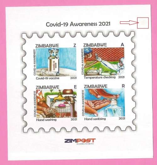 Zimbabwe-MNH-2021-M/S-Covid 19 Awareness-Thematic-Covid 19-Vaccine-washing- (Oil Mark noted)
