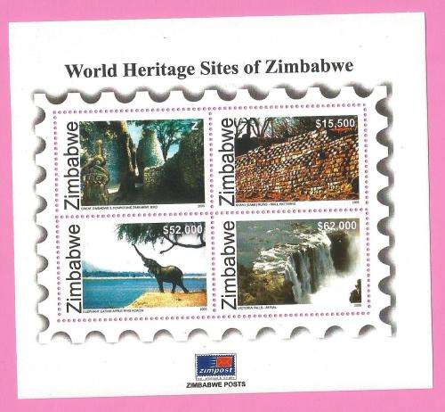 Zimbabwe-MNH-2005-M/S-World Heritage Sites of Zimbabwe-Thematic-Places of Interest-Tourism