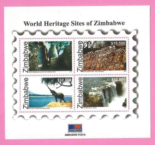 Zimbabwe-MNH-2005-M/S-World Heritage Sites of Zimbabwe-Thematic-Places of Interest-Tourism