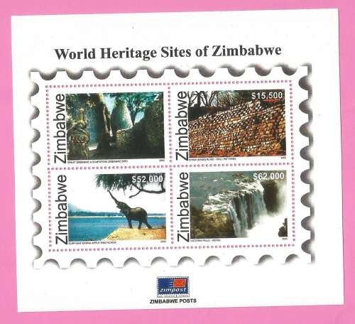 Zimbabwe-MNH-2005-M/S-World Heritage Sites of Zimbabwe-Thematic-Places of Interest-Tourism