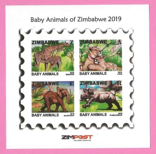 Zimbabwe-MNH-2019-M/S-Baby Animals of Zimbabwe-Thematic-Fauna-Animals