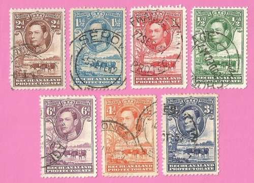 Bechuanaland Protectorate-Used-1938-SACC113-119-Postage-Revenue Issue KGVI-Thematic-Famous Person