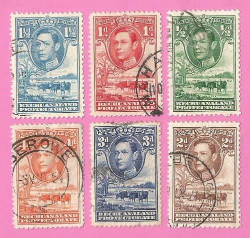 Bechuanaland Protectorate-Used-1938-SACC113-118-Postage-Revenue Issue KGVI-Thematic-Famous Person
