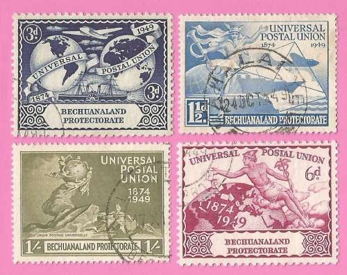 Bechuanaland Protectorate-Used-1949-SACC133-136-75th Anniversary of U.P.U.-Thematic-Symbol
