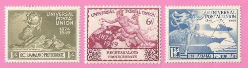 Bechuanaland Protectorate-MM-1949-SACC133/135/136-75th Anniversary of U.P.U.-Thematic-Symbol