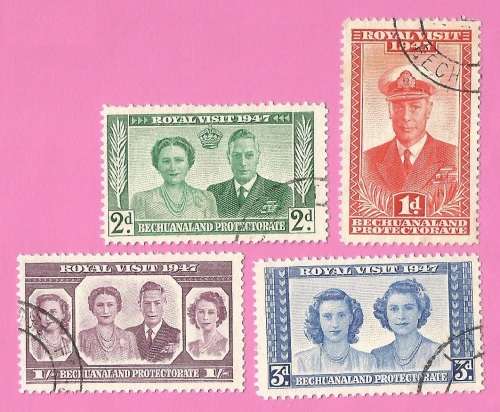 Bechuanaland Protectorate-Used-1947-SACC127-130-Royal Visit-Thematic-Famous People