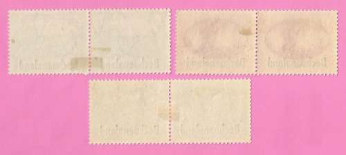 Bechuanaland-MM-1945-SACC124-126-Victory Stamps of S.A.Overprinted-Shifted overprint-Thematic-Symbol