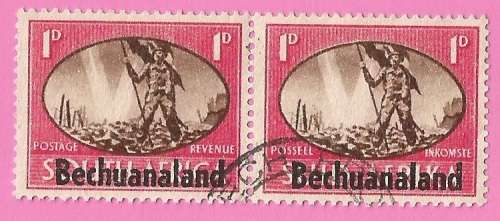 Bechuanaland-Used-1945-SACC124-Victory Stamps of S.A. Overprinted-Thematic-Symbol