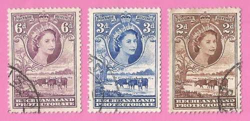 Bechuanaland Protectorate-Used-1958-SACC140/141/144-Definitive Issue-Thematic-Famous Person