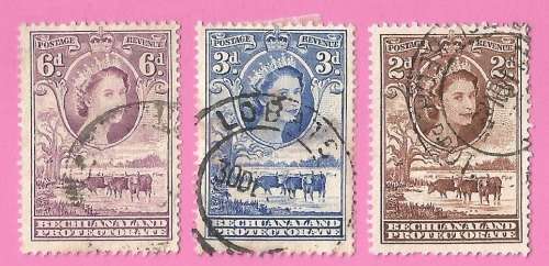 Bechuanaland Protectorate-Used-1958-SACC140/141/144-Definitive Issue-Thematic-Famous Person