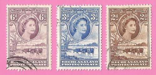Bechuanaland Protectorate-Used-1958-SACC140/141/144-Definitive Issue-Thematic-Famous Person